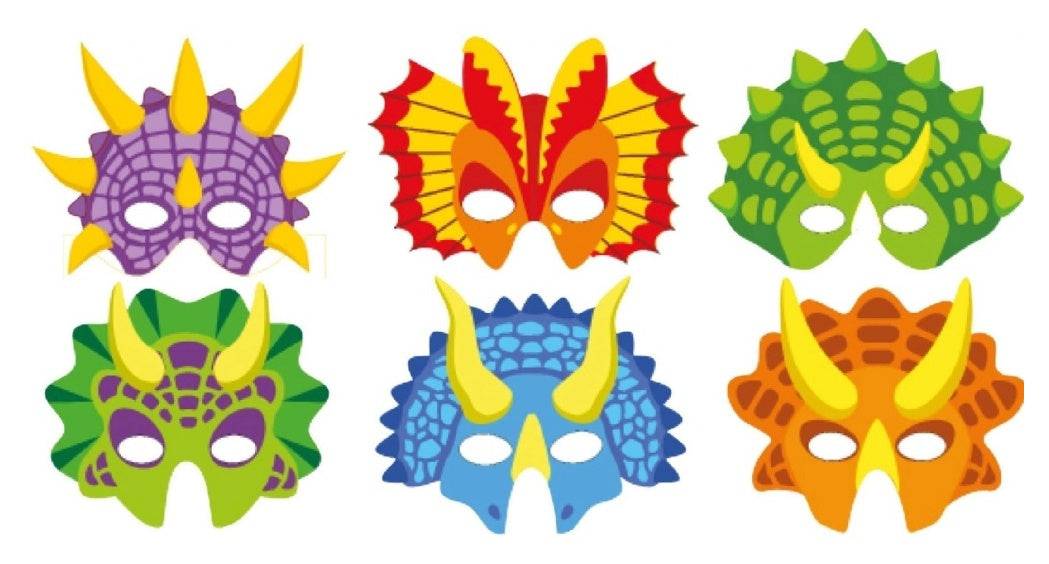 12 Dinosaur Card Masks - Anilas UK