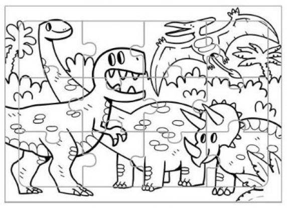 12 Mini Colour Your Own Dinosaur Jigsaw Puzzles - Anilas UK