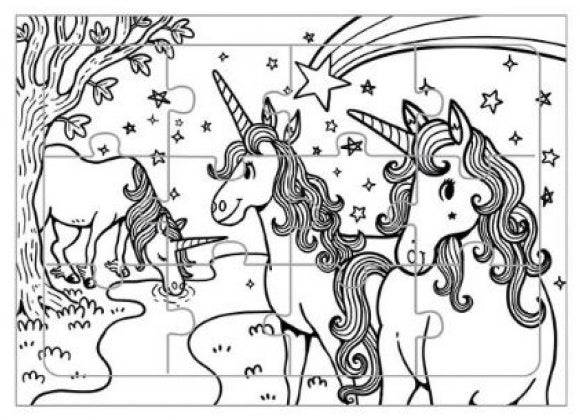 12 Mini Colour Your Own Unicorn Jigsaw Puzzles - Anilas UK