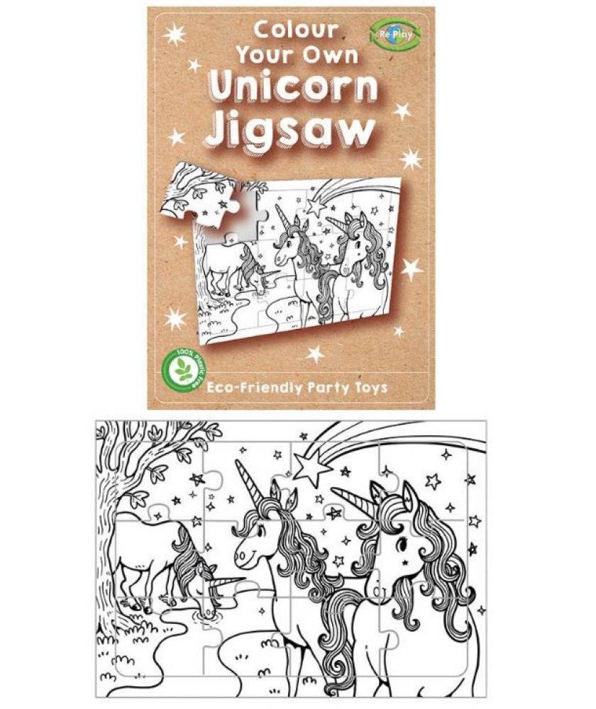 12 Mini Colour Your Own Unicorn Jigsaw Puzzles - Anilas UK