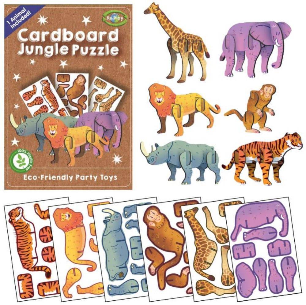 12 Mini Sustainable Cardboard Jungle 3D Puzzles - Anilas UK