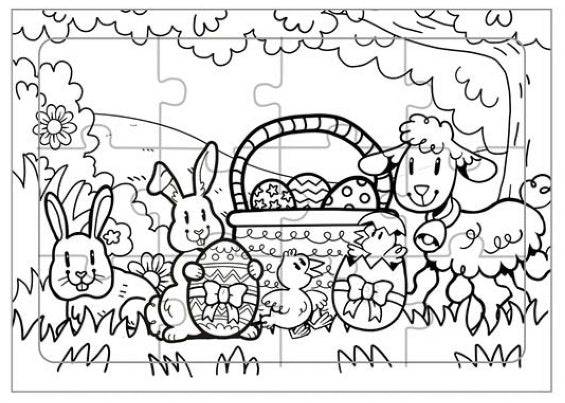 12 Mini Colour Your Own Easter Jigsaw Puzzles - Anilas UK