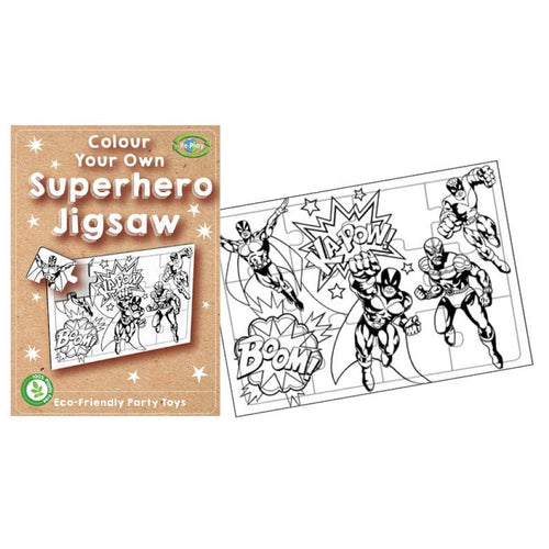 12 Mini Colour Your Own Superhero Jigsaw Puzzles - Anilas UK
