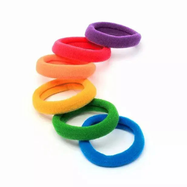 6 Bright Assorted Jersey Endless Snag Free Hair Bobbles - Anilas UK