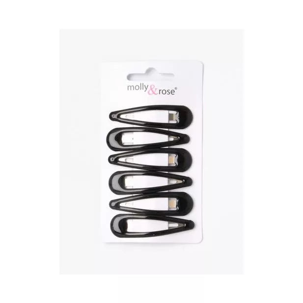 6 Black Hair Bendies Snap Clips Sleepies Hair Accessories -5cm - Anilas UK