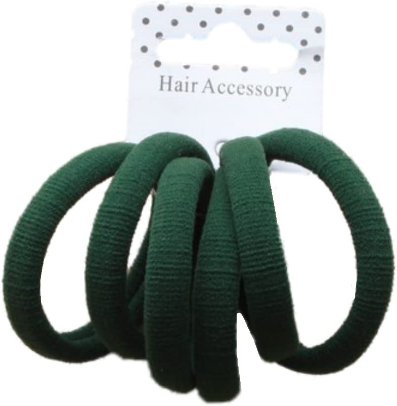 6 Bottle Green Jersey Endless Snag Free Hair Bobbles - Anilas UK