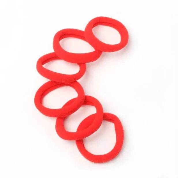 6 Red Jersey Endless Snag Free Hair Bobbles - Anilas UK