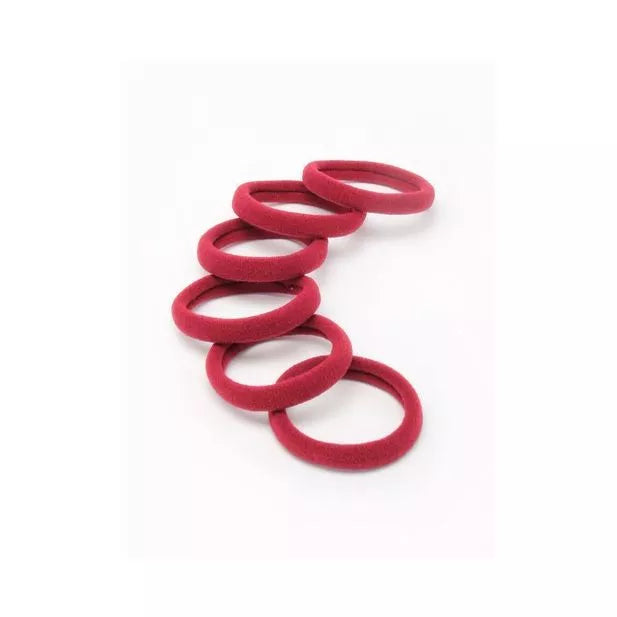 6 Burgundy Jersey Endless Snag Free Hair Bobbles - Anilas UK