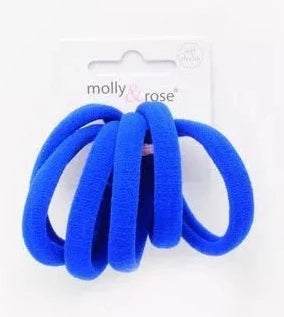 6 Royal Blue Jersey Endless Snag Free Hair Bobbles - Anilas UK