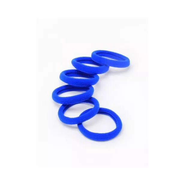 6 Royal Blue Jersey Endless Snag Free Hair Bobbles - Anilas UK