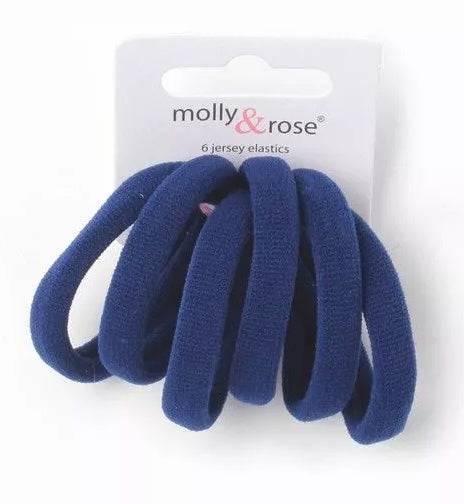 6 Navy Blue Jersey Endless Snag Free Hair Bobbles - Anilas UK
