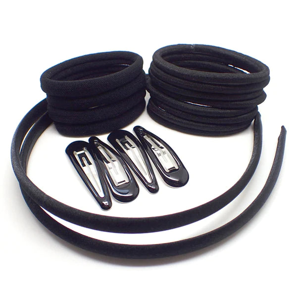 20 Piece Black Girls School Colour Hair Accessories Set - Anilas UK