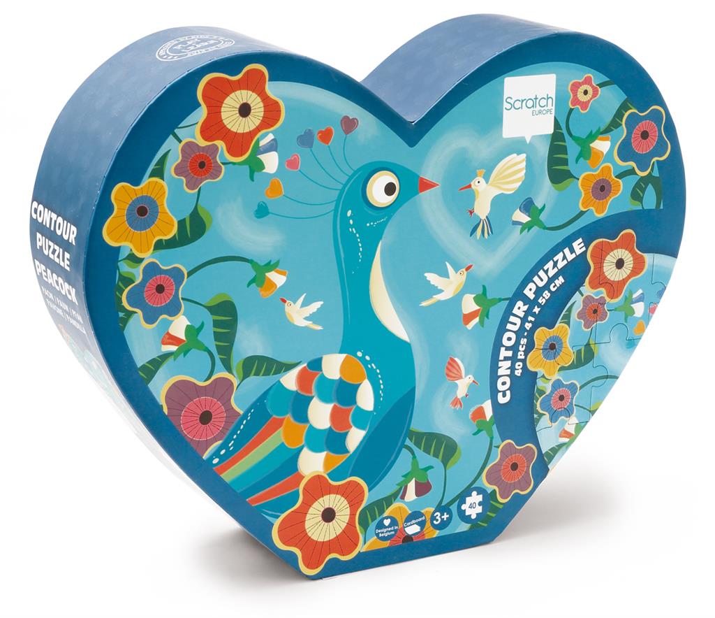 Scratch Contour Puzzle 40pcs – Peacock - Anilas UK