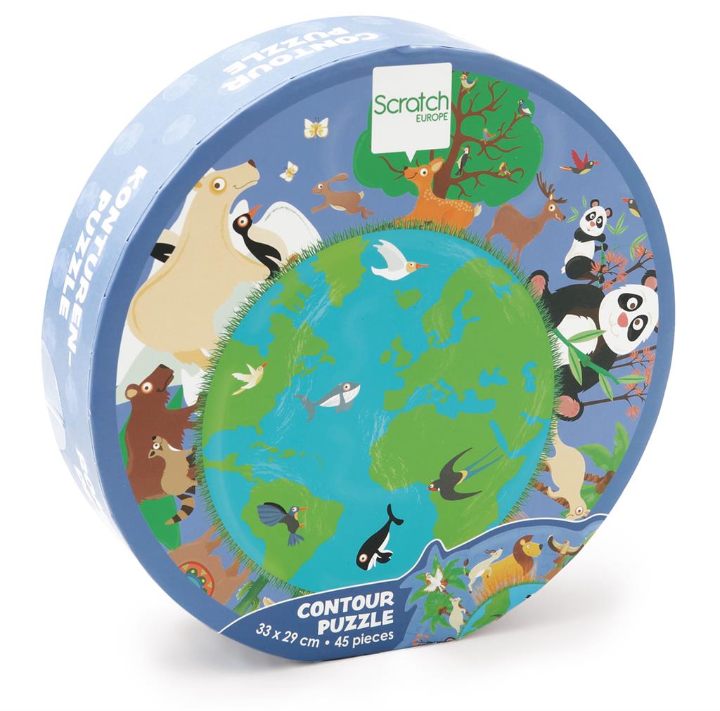 Scratch Compact Puzzle 45pcs – Contour Puzzle WORLD - Anilas UK