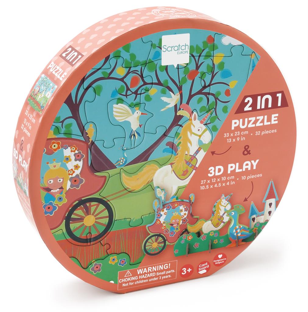 Scratch Play 3D 2 in 1 Princess & Unicorn Puzzle - Anilas UK