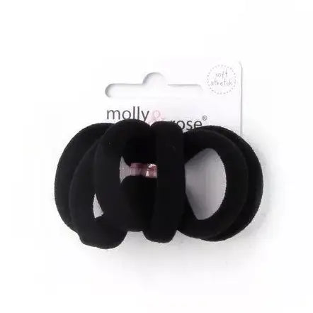 6 Small Black Jersey Endless Snag Free Hair Bobbles - Anilas UK