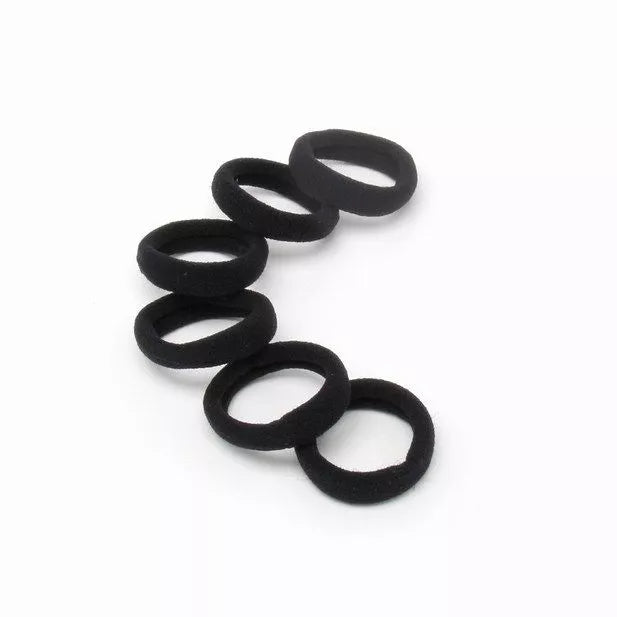 6 Small Black Jersey Endless Snag Free Hair Bobbles - Anilas UK
