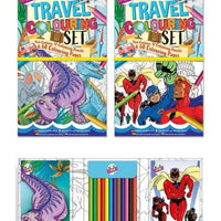 Dinosaurs & Superhero Travel Colouring Set - Anilas UK