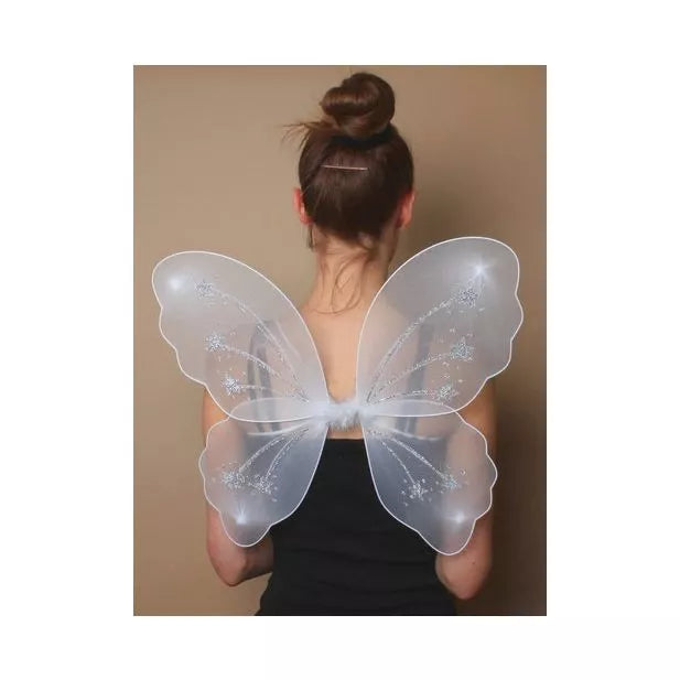 Large Sparkly White Fairy Wings and Wand Set - Fancy Dress Anilas UK Large Sparkly White Fairy Wings and Wand Set - Fancy Dress Anilas UK