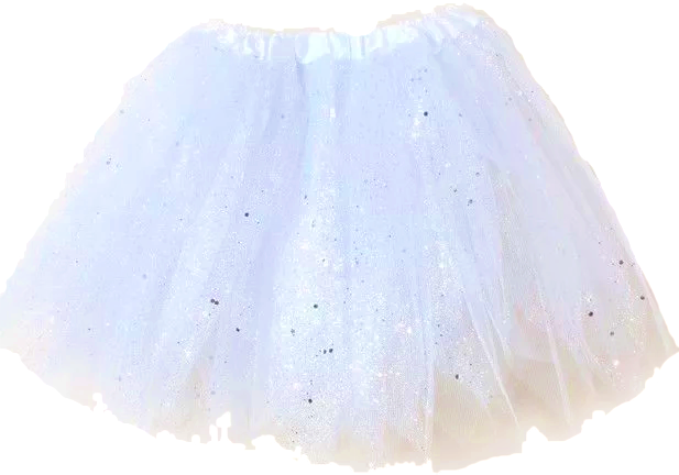 Children's White Net Tutu with Glitter and Sequins - Anilas UK