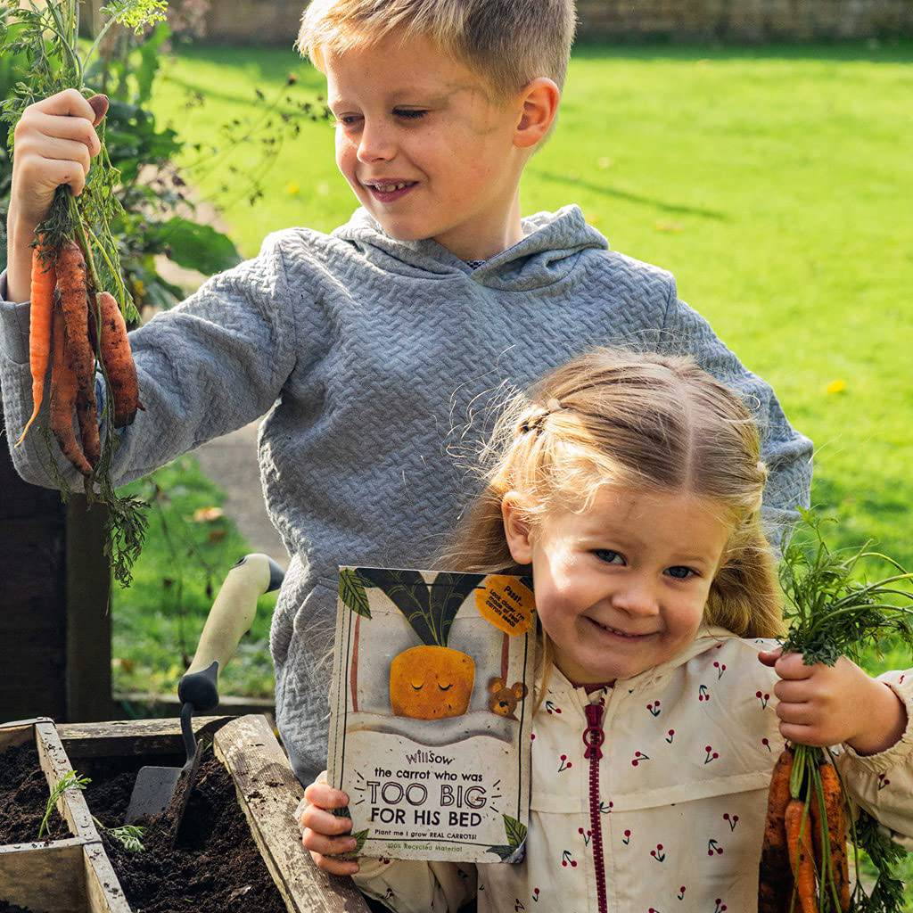 Willsow's The Plantable Children's Book - The Carrot Who Was Too Big For His Bed - Anilas UK