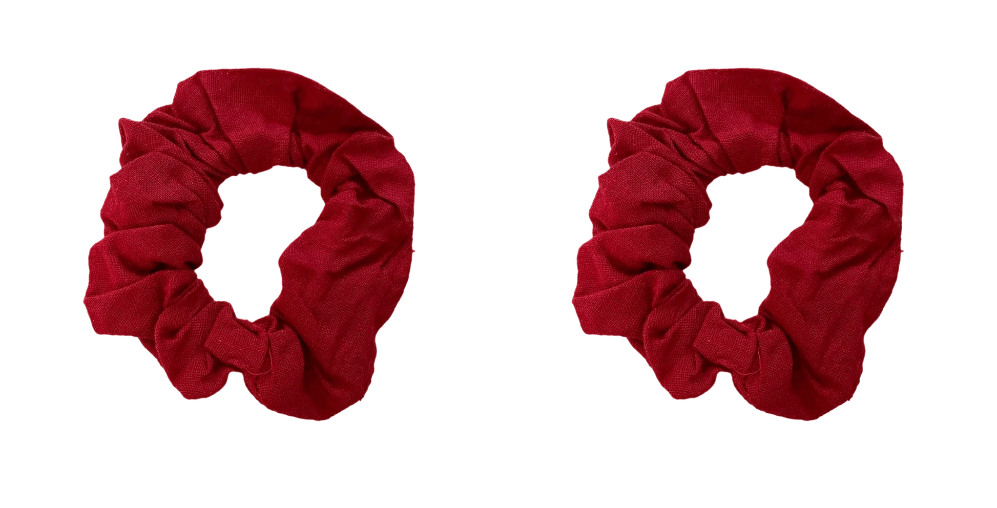 Pair of Burgundy Small Cotton Scrunchie Hair Bobble - Anilas UK