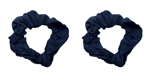 Pair of Navy Blue Small Cotton Scrunchie Hair Bobble - Anilas UK