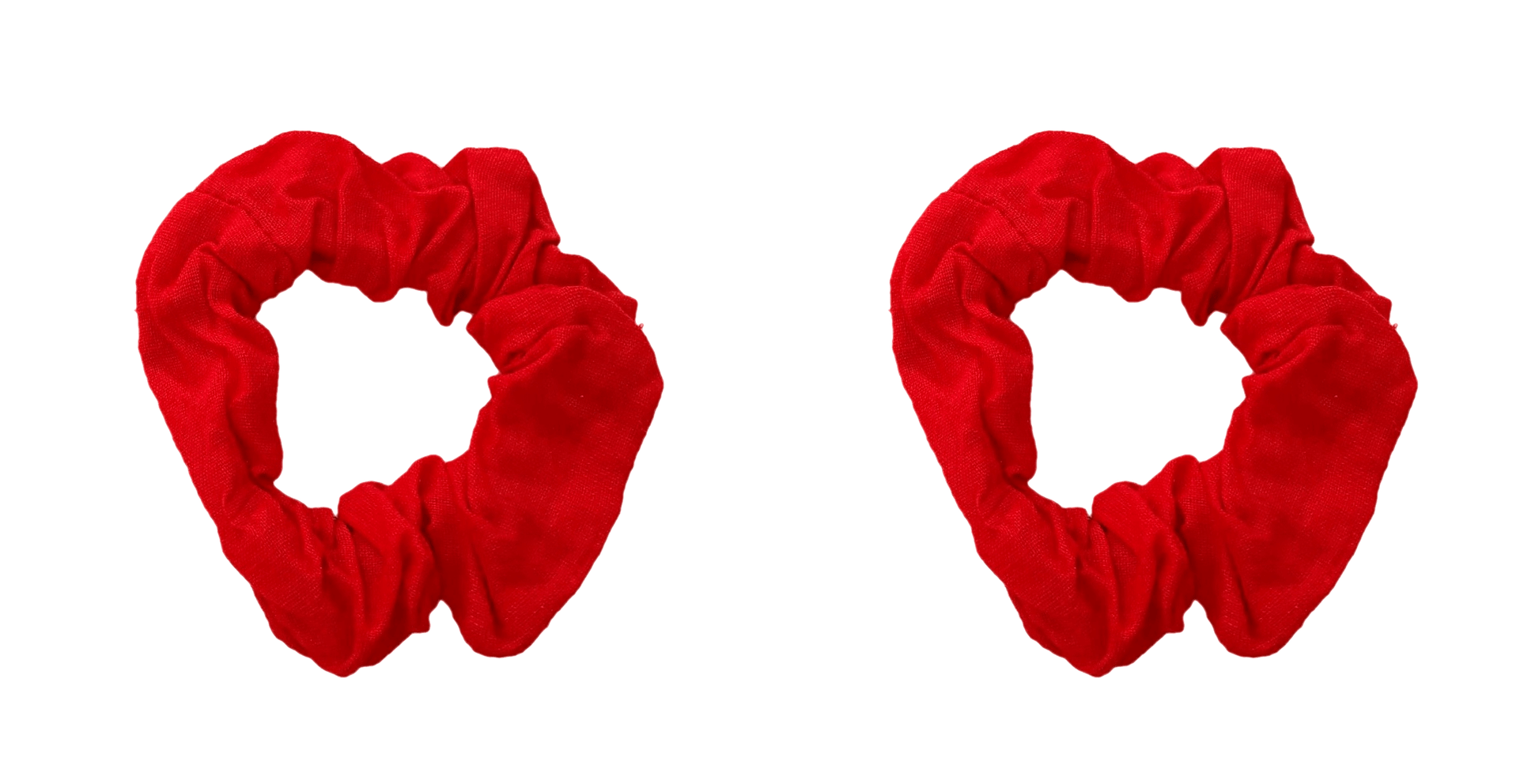 Pair of Red Small Cotton Scrunchie Hair Bobble - Anilas UK