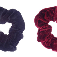Pair of Velvet Scrunchie Hair Bobble- Black and Burgundy - Anilas UK