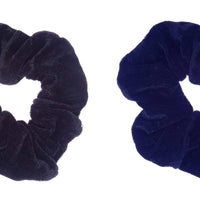 Pair of Velvet Scrunchie Hair Bobble- Black and Navy Blue - Anilas UK