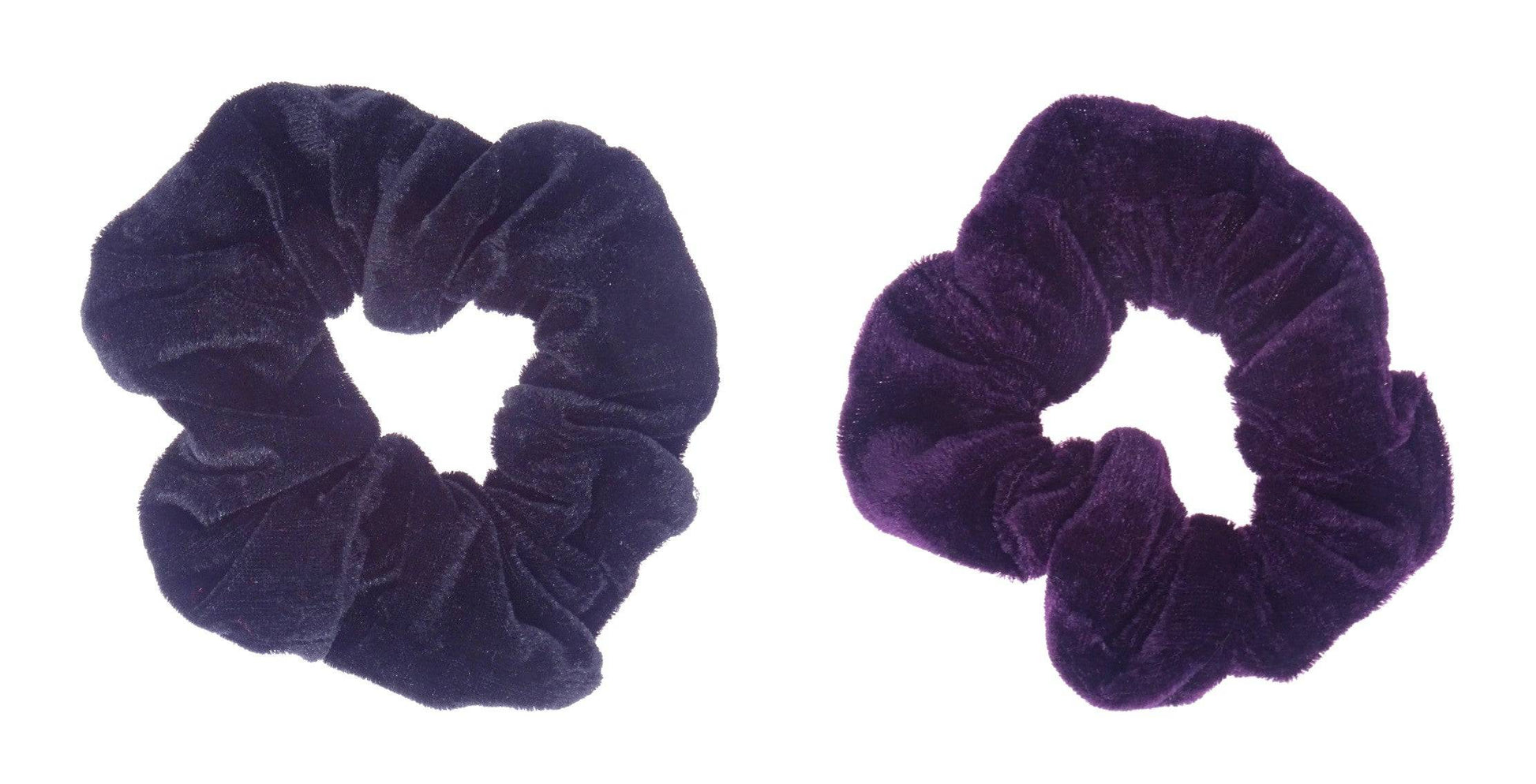 Pair of Velvet Scrunchie Hair Bobble- Black and Purple - Anilas UK
