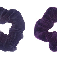 Pair of Velvet Scrunchie Hair Bobble- Black and Purple - Anilas UK