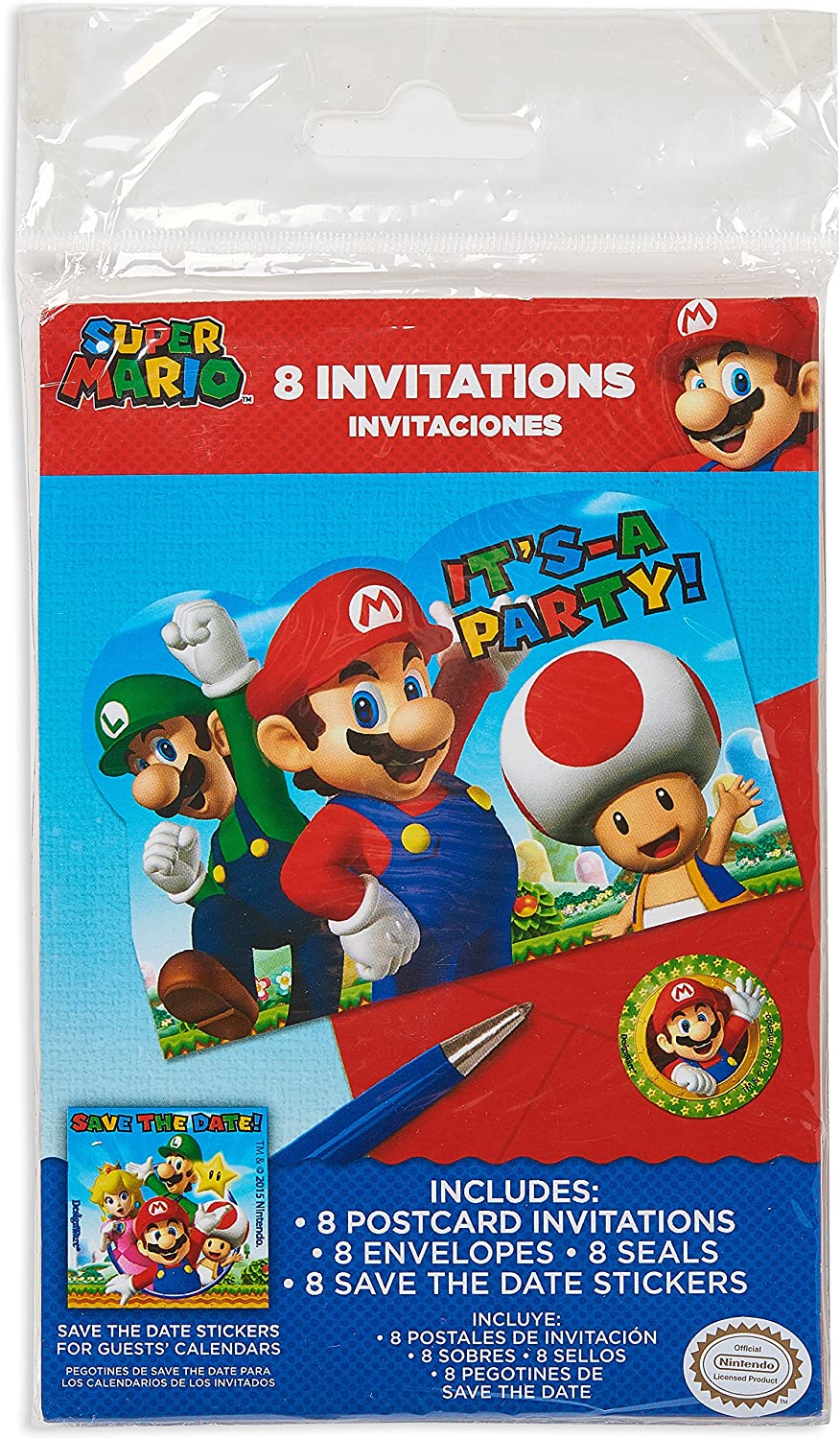 Super Mario Party Invitations (Pack of 8) - Anilas UK