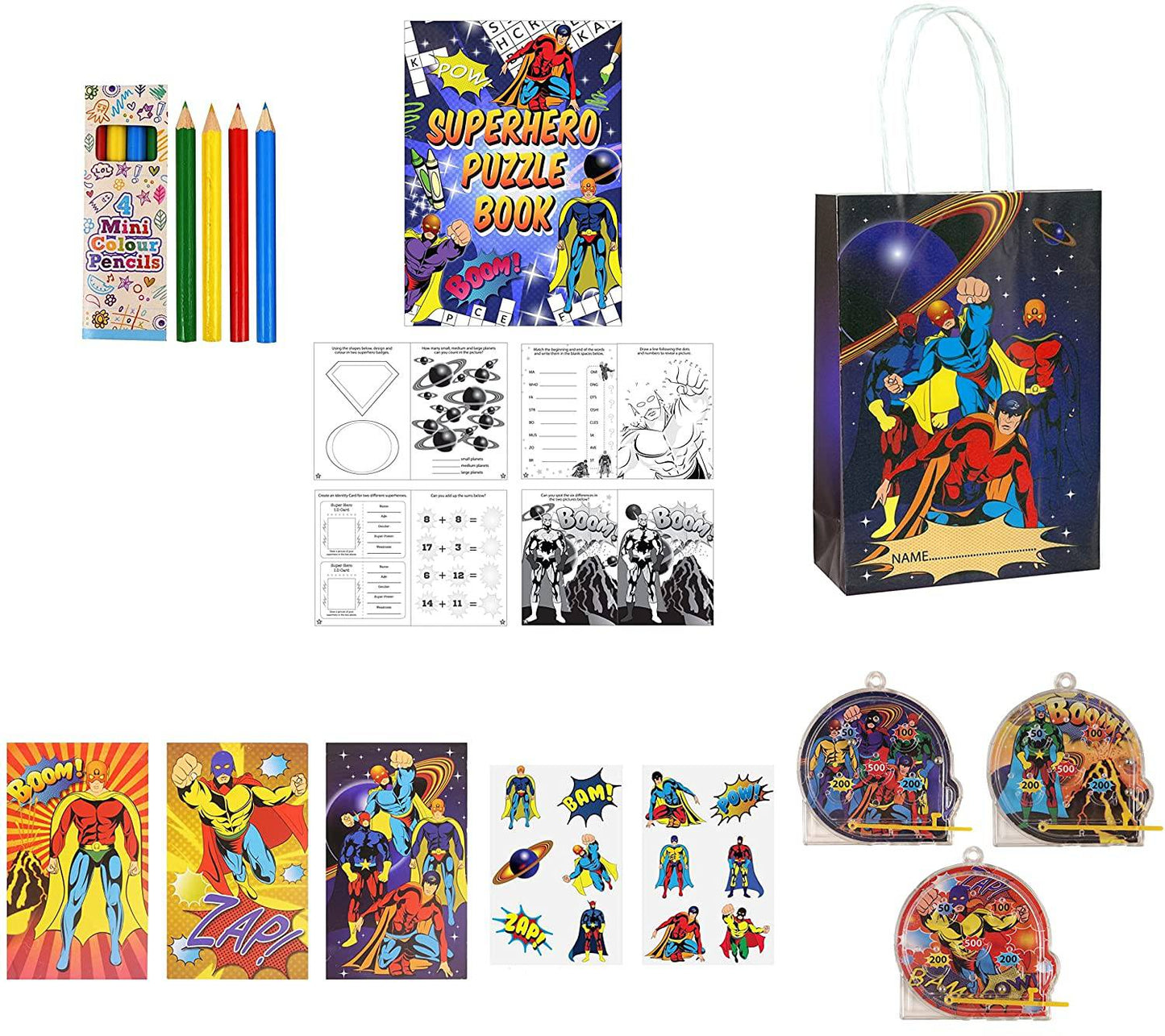 Superhero themed 12 Party Bags with Fillers - Anilas UK