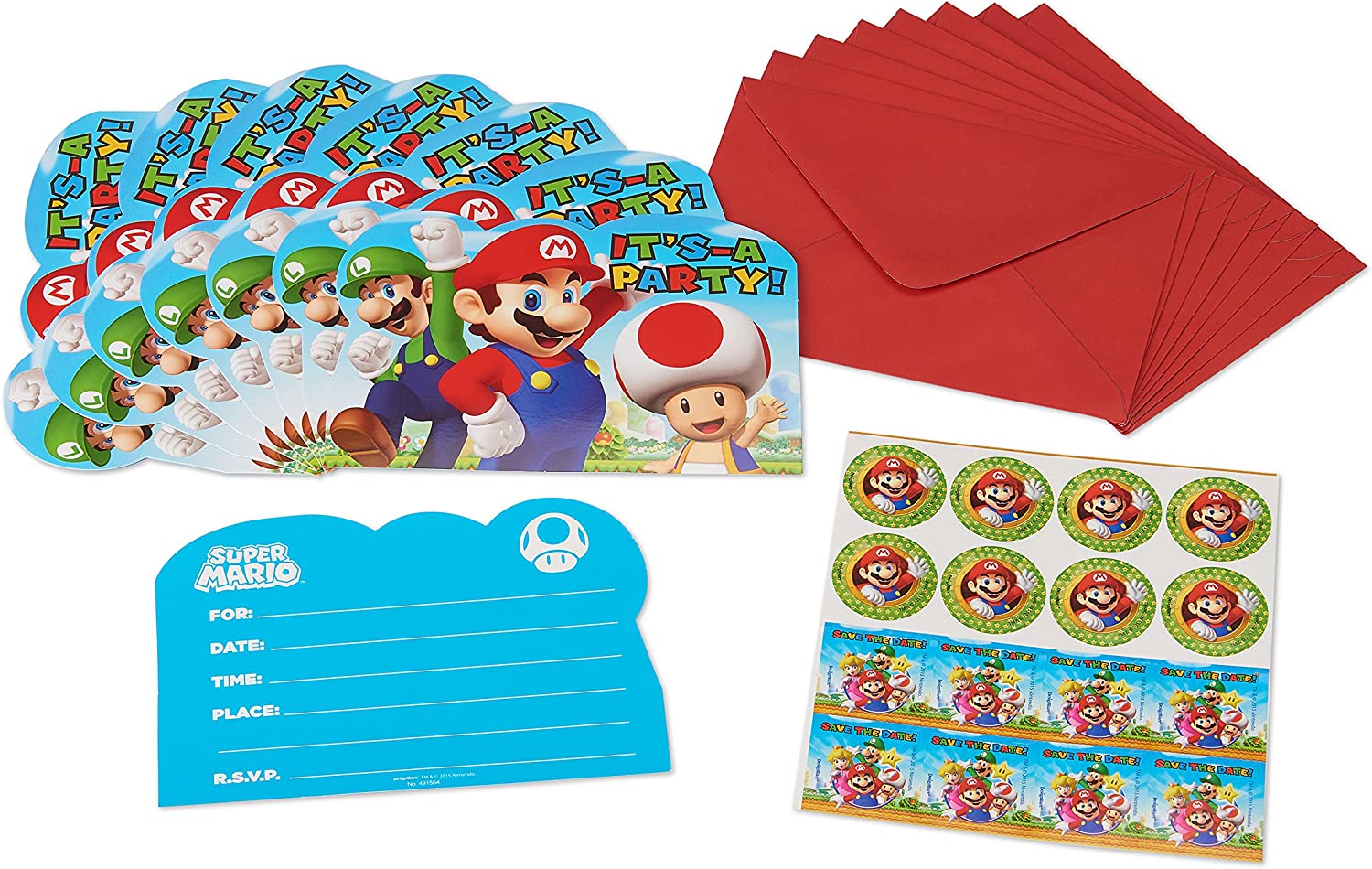 Super Mario Party Invitations (Pack of 8) - Anilas UK