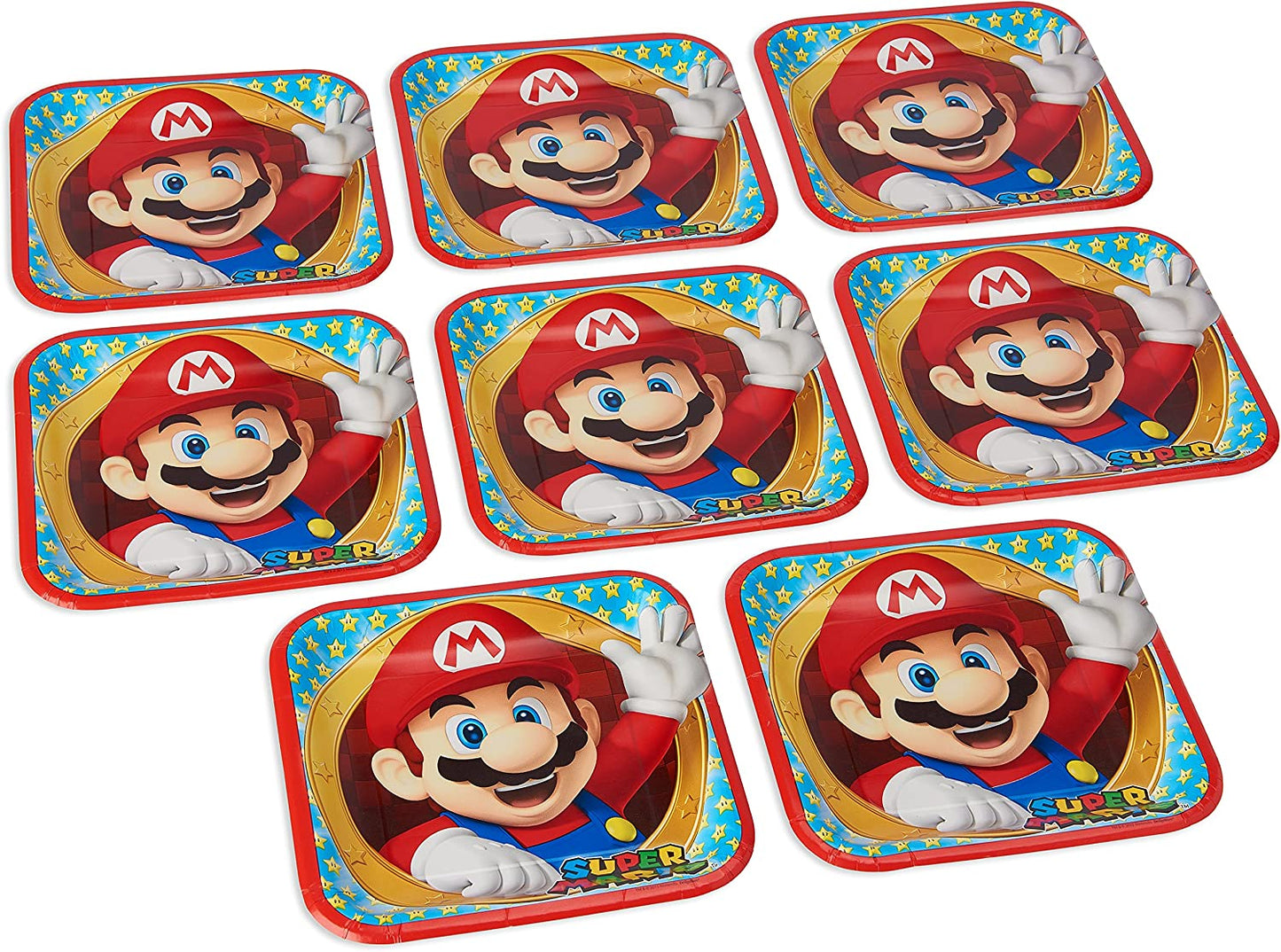 Super Mario Square Paper Plates - 23cm (Pack of 8) - Anilas UK