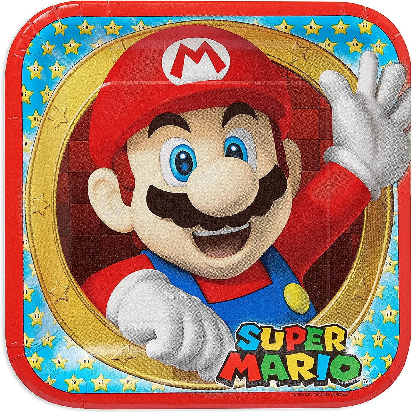 Super Mario Square Paper Plates - 23cm (Pack of 8) - Anilas UK