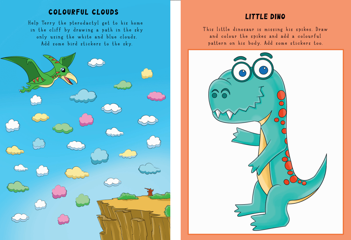 Dinosaur Colouring and Sticker Activity Book - Anilas UK