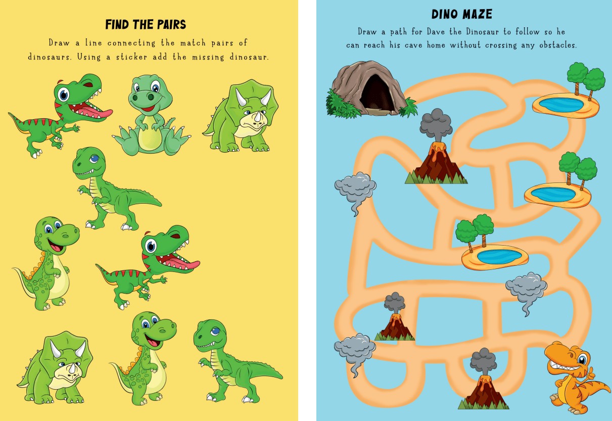 Dinosaur Colouring and Sticker Activity Book - Anilas UK