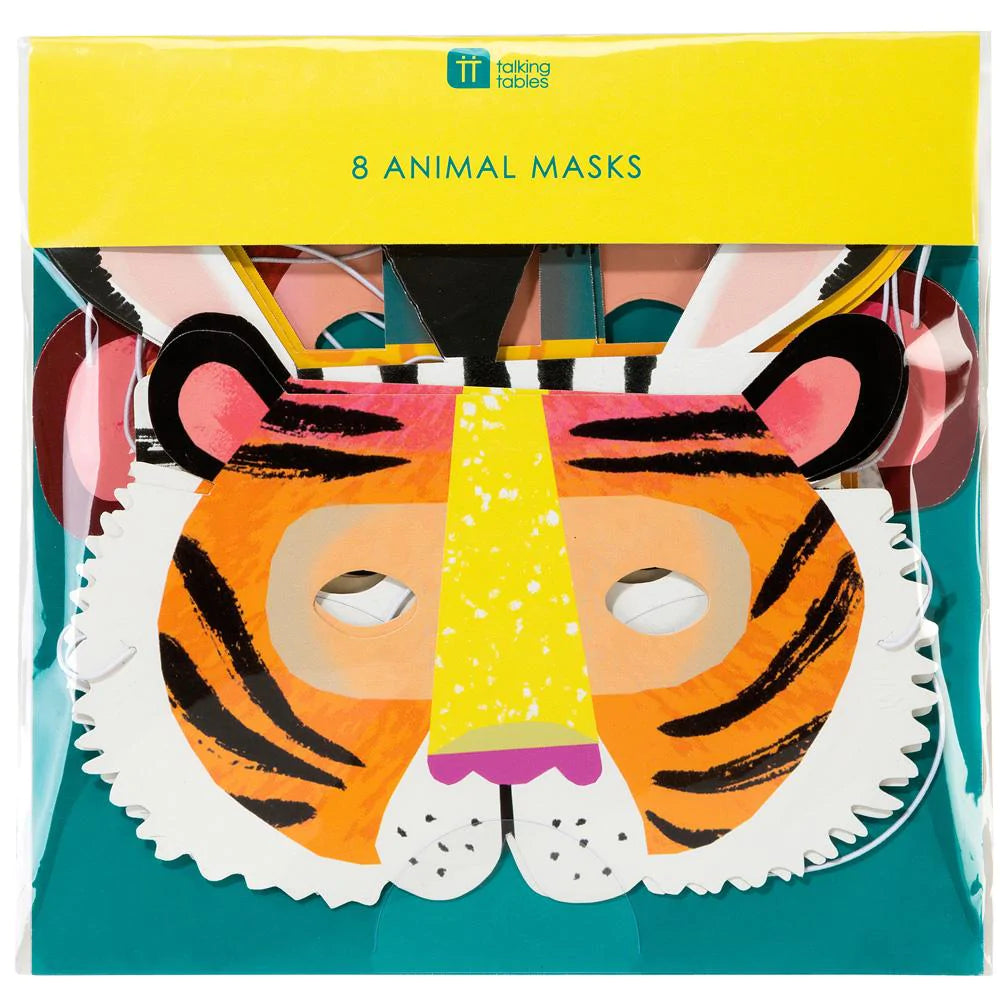 Pack of 8 Party Animals Paper Masks - Anilas UK