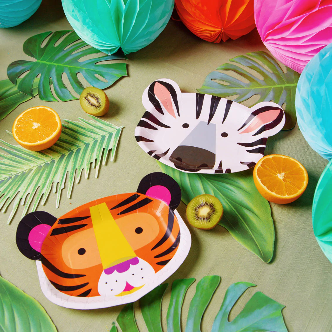 Pack of 12 Party Animals Animal Face Plates - Anilas UK