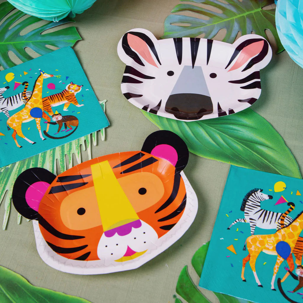 Pack of 12 Party Animals Animal Face Plates - Anilas UK