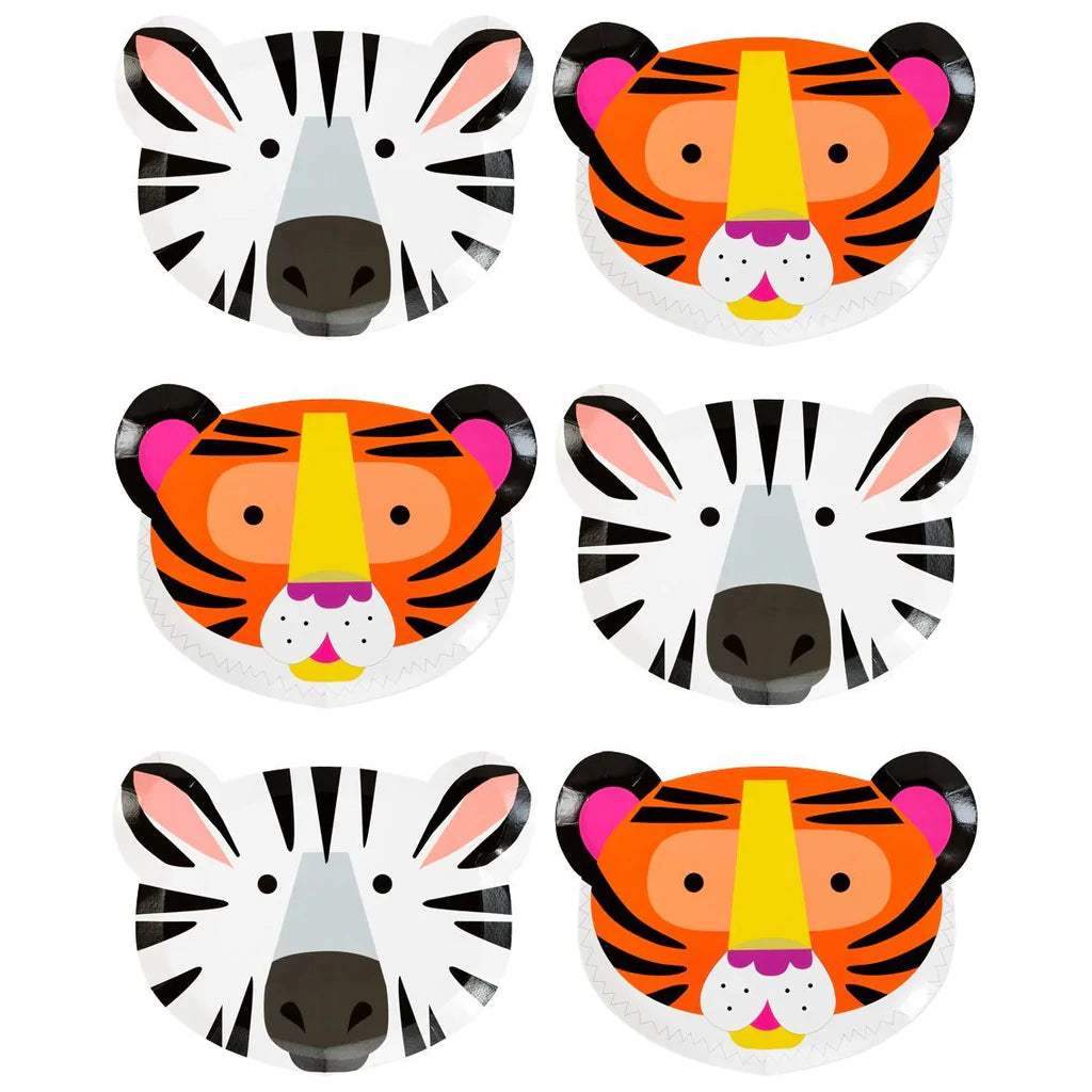 Pack of 12 Party Animals Animal Face Plates - Anilas UK