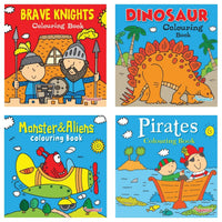 
              Dinosaur, Brave Knights, Pirates, Monsters & Aliens Set of 4 Colouring books - Anilas UK
            