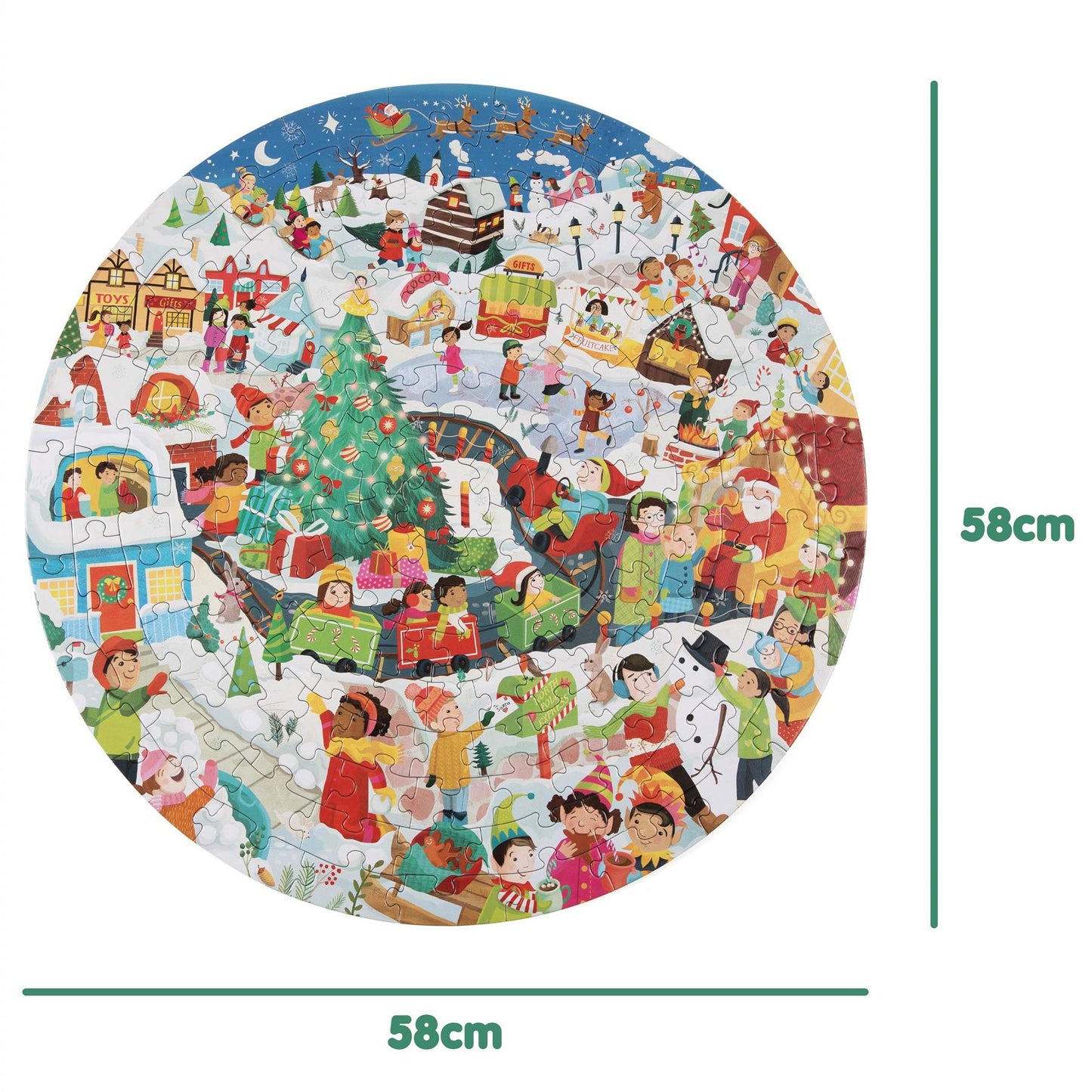 Round Christmas Themed Jigsaw puzzle - Anilas UK