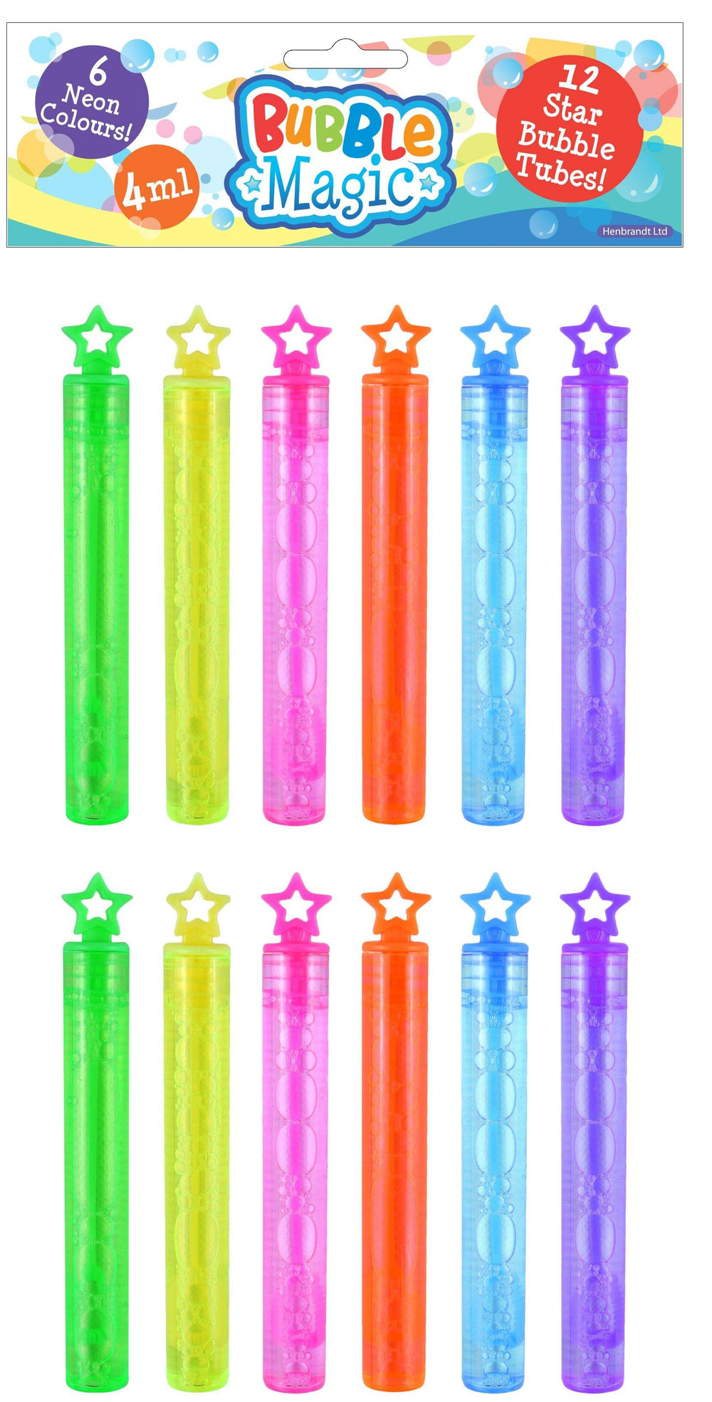 Set of 12 Neon Bubble Wands with Star Topper - Anilas UK