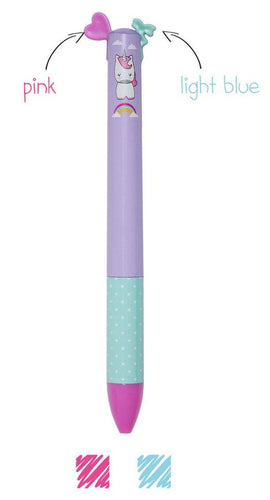 Unicorn Two Colour Ballpoint Pen with Pink & Aqua Ink - Anilas UK