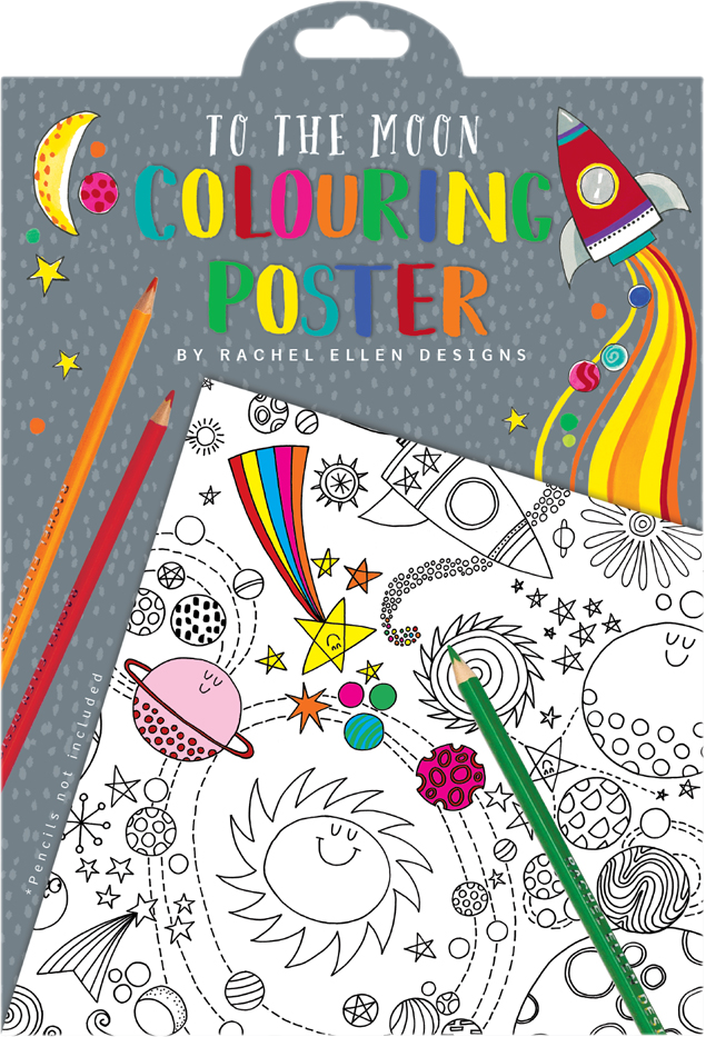 To the Moon Colouring Poster by Rachel Ellen Designs - Anilas UK