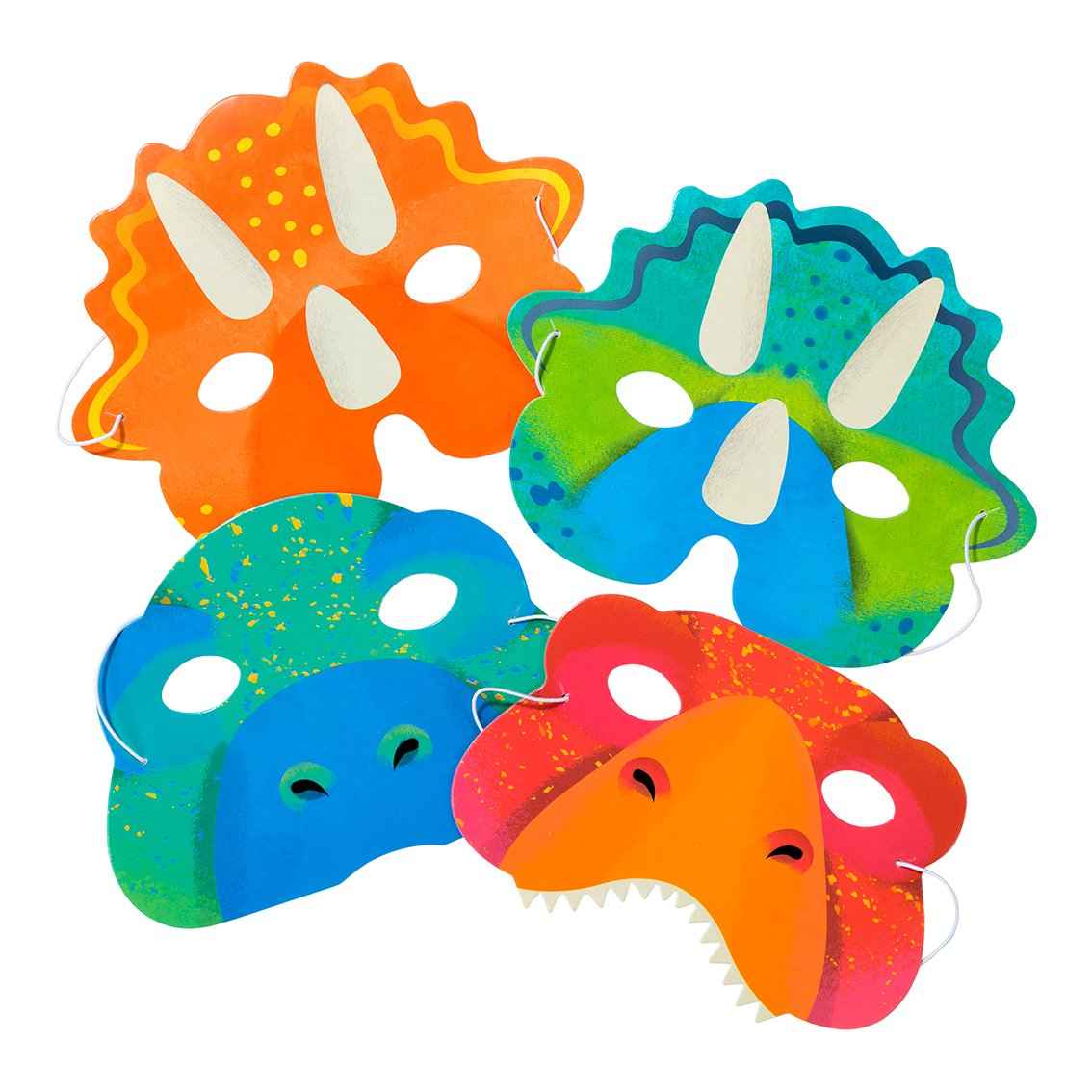 Pack of 8 Party Dinosaur Masks - Anilas UK
