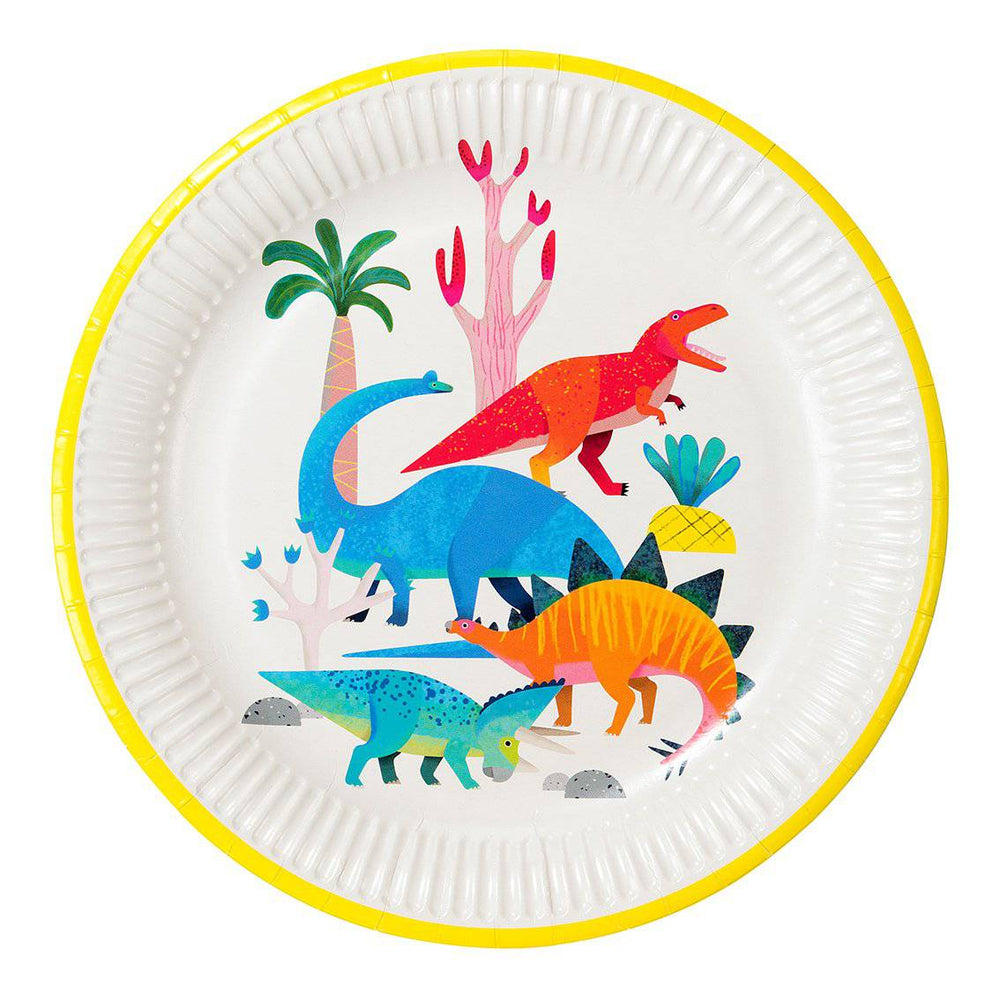 Pack of 8 Dinosaur Party Paper Plates - Anilas UK